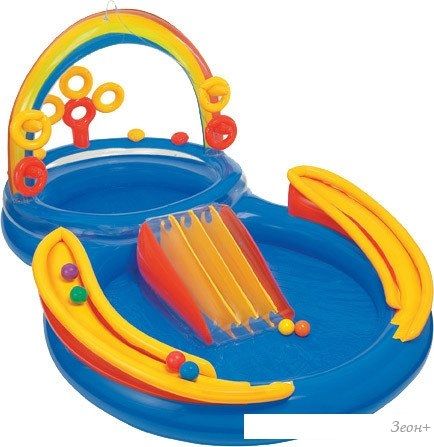 Надувной бассейн Intex Rainbow Ring Play Center 297x193x135 (57453)