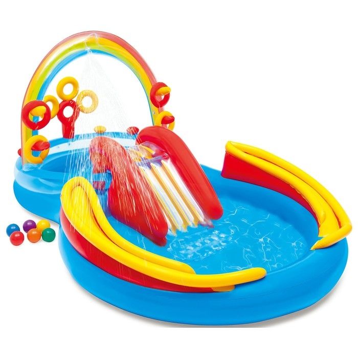 Надувной бассейн Intex Rainbow Ring Play Center 297x193x135 (57453)