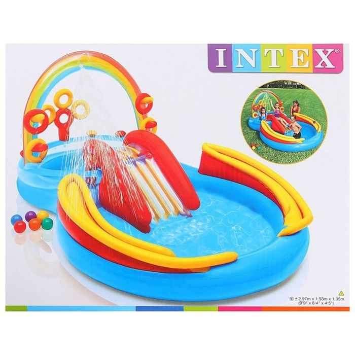 Надувной бассейн Intex Rainbow Ring Play Center 297x193x135 (57453)