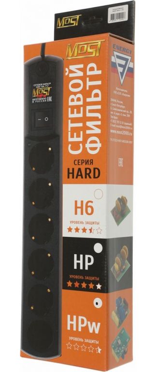 Сетевой фильтр Most HPW 5 м (черный)