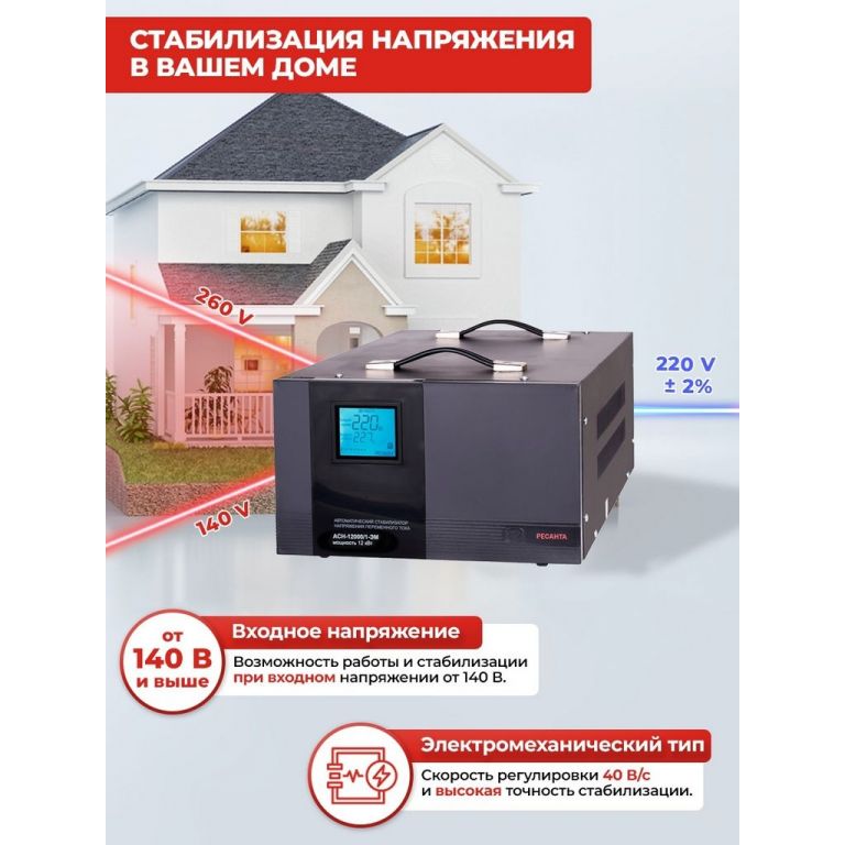 Стабилизатор напряжения Ресанта АСН-12000/1-ЭМ