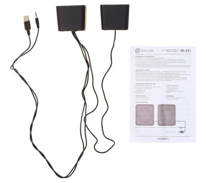 Колонки Oklick OK-331 2.0 черный 6Вт