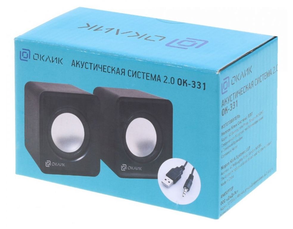 Колонки Oklick OK-331 2.0 черный 6Вт