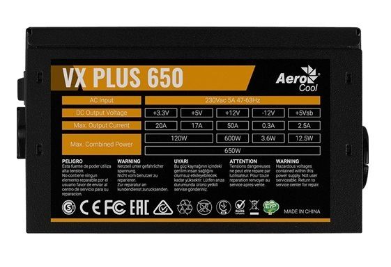 Блок питания AeroCool VX Plus 650