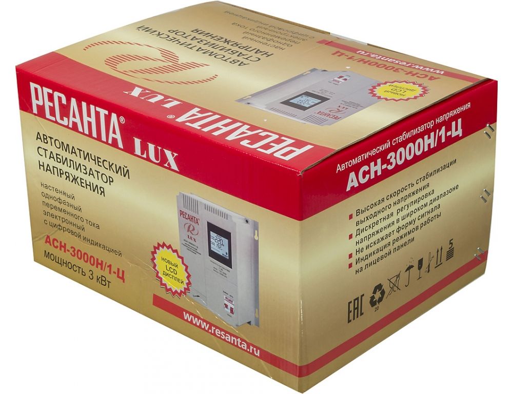 Стабилизатор напряжения Ресанта Lux АСН-3000Н/1-Ц