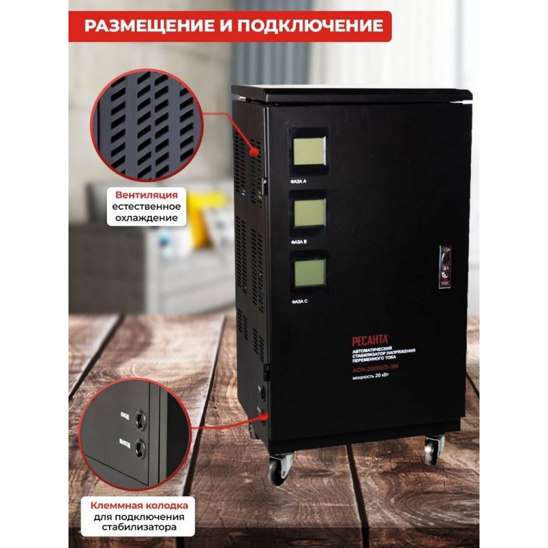 Стабилизатор напряжения Ресанта АСН-20000/3-ЭМ