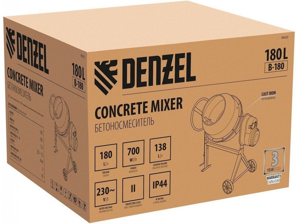 Бетономешалка Denzel B-180 95423