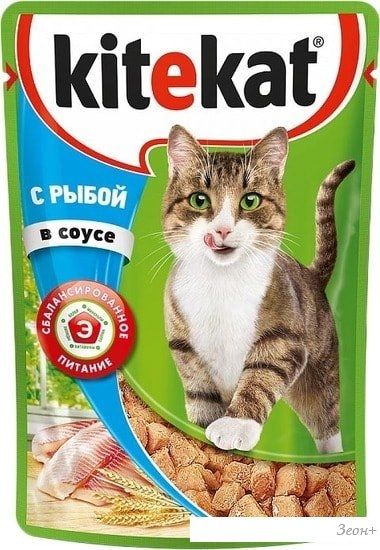Корм для кошек Kitekat с рыбой в соусе 0.085 кг