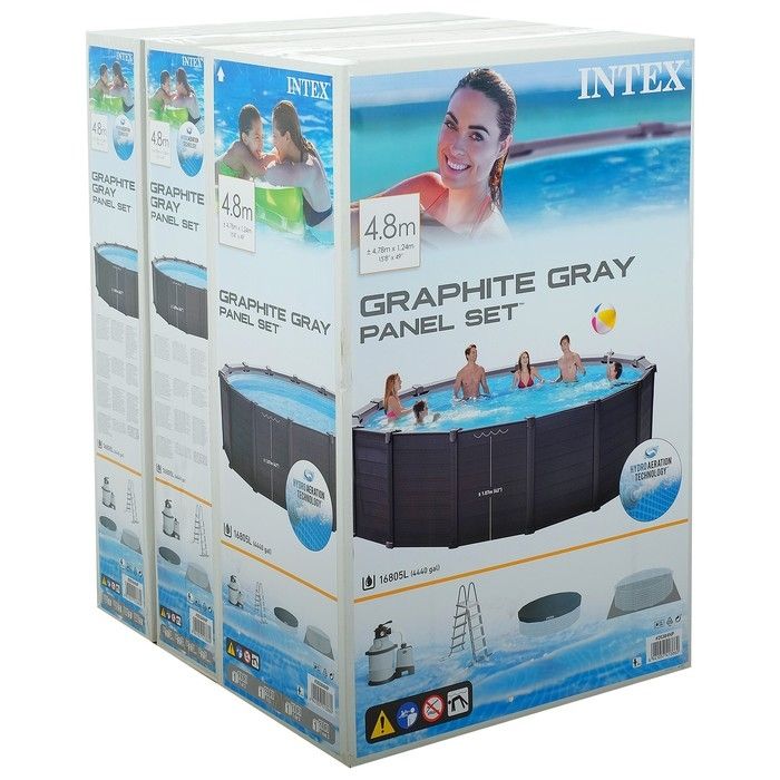 Каркасный бассейн Intex Graphite Gray Panel 26384 (478х124)