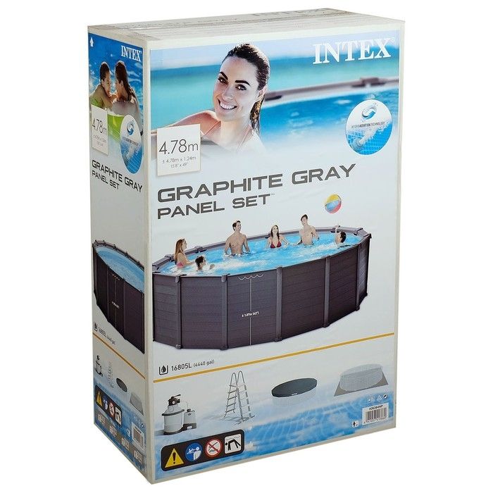 Каркасный бассейн Intex Graphite Gray Panel 26384 (478х124)