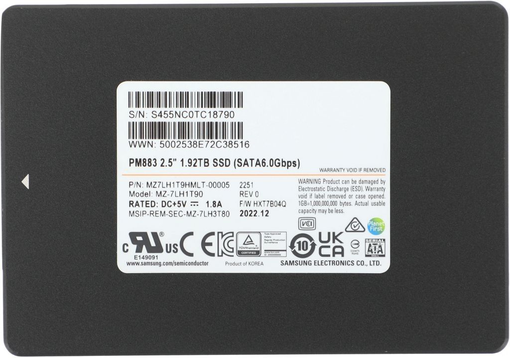 SSD Samsung PM883 1.92TB MZ7LH1T9HMLT