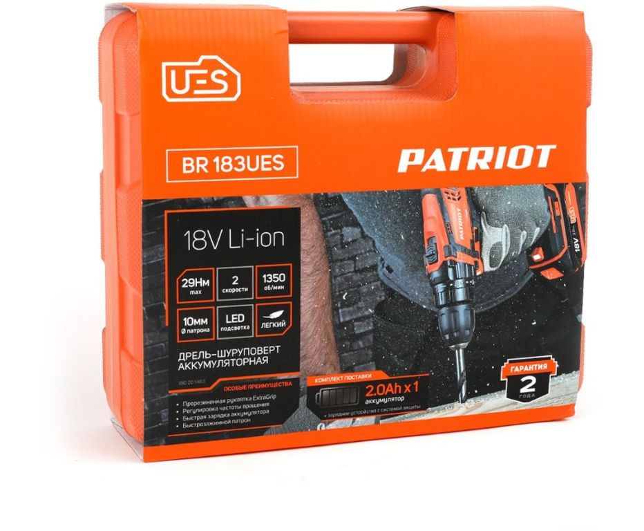 Дрель-шуруповерт Patriot BR 183UES 180201483 (с 1-ми АКБ)