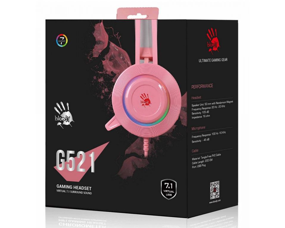 Наушники A4Tech Bloody G521 (розовый)