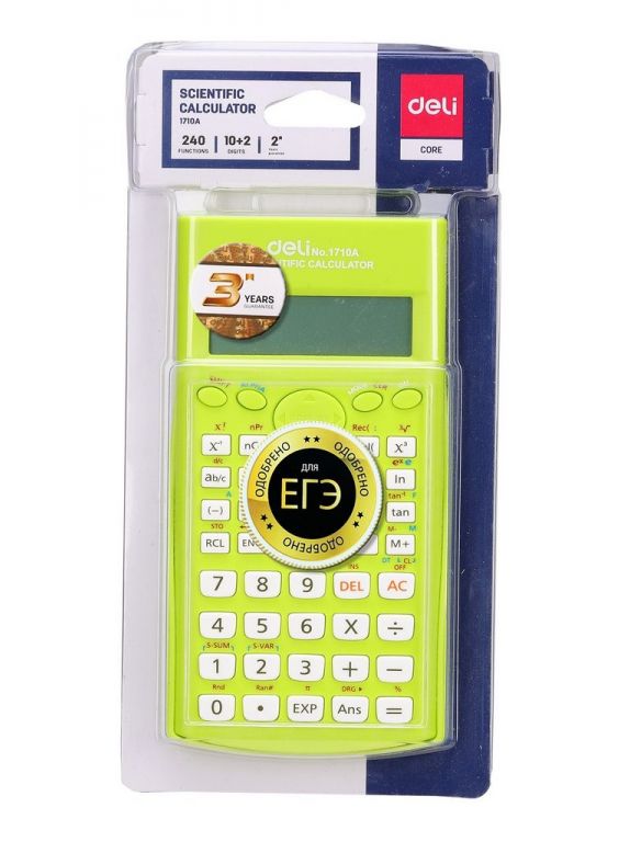 Калькулятор научный Deli E1710A/GRN зеленый 10+2