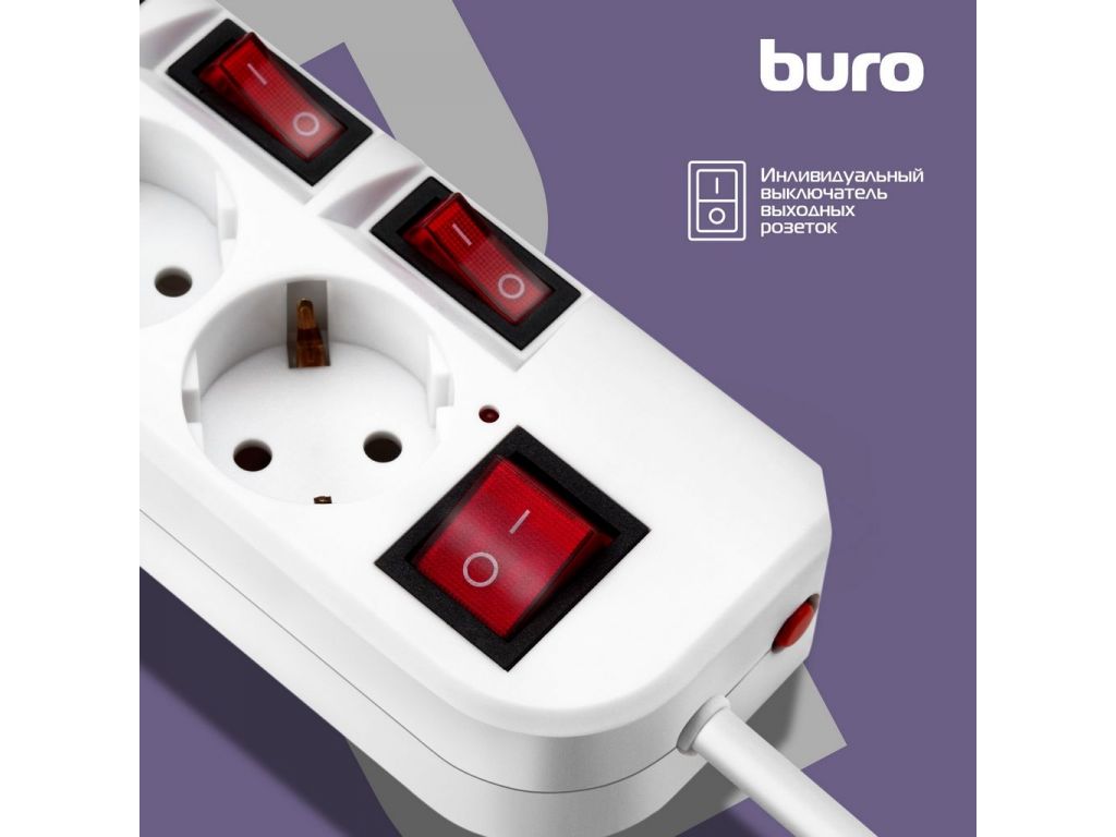 Сетевой фильтр Buro 500SH-1.8-SW-W