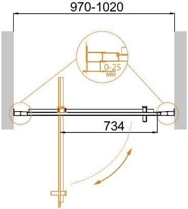 Душевая дверь Cezares Molveno-BA-1-100-C-Cr-IV
