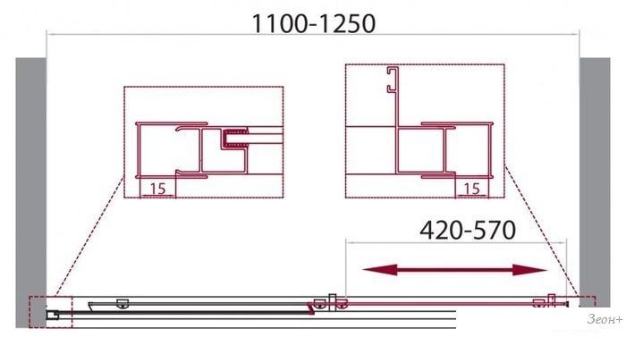 Душевая дверь BelBagno Unique-BF-1-110/125-P-Cr (текстурное стекло)