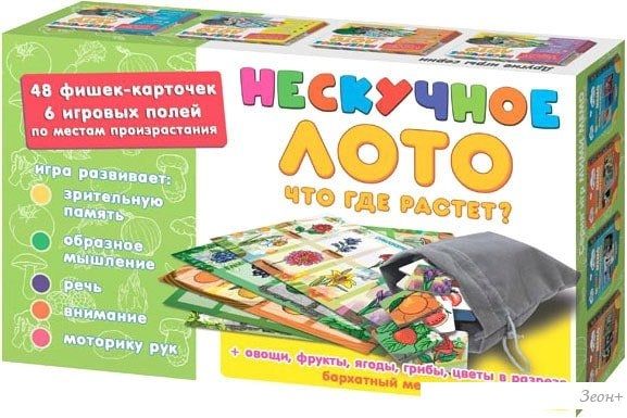 Развивающая игра Нескучные игры Нескучное лото. Что где растет 8112