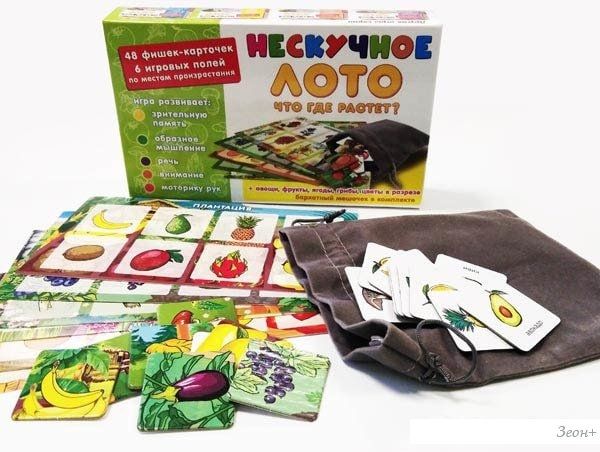 Развивающая игра Нескучные игры Нескучное лото. Что где растет 8112