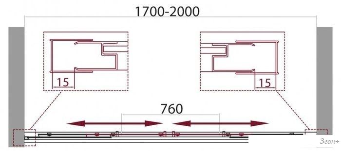 Душевая дверь BelBagno Unique-BF-2-170/200-P-Cr (матовое стекло)