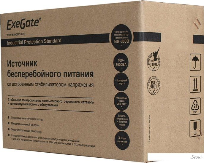 Источник бесперебойного питания ExeGate Power Smart ULB-850.LCD.AVR.2SH.RJ.USB EP285478RUS