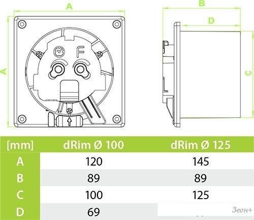 Вытяжной вентилятор airRoxy dRim 125HS-C167