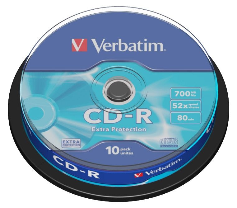 CD-R диск Verbatim 700Mb Verbatim DL Extra Protection 52x CakeBox 10 шт. 043437