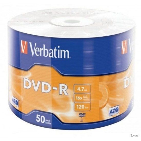 DVD-R диск Verbatim 4.7Gb 16x Verbatim DLP Matt Silver по 50 шт. в плёнке 043788