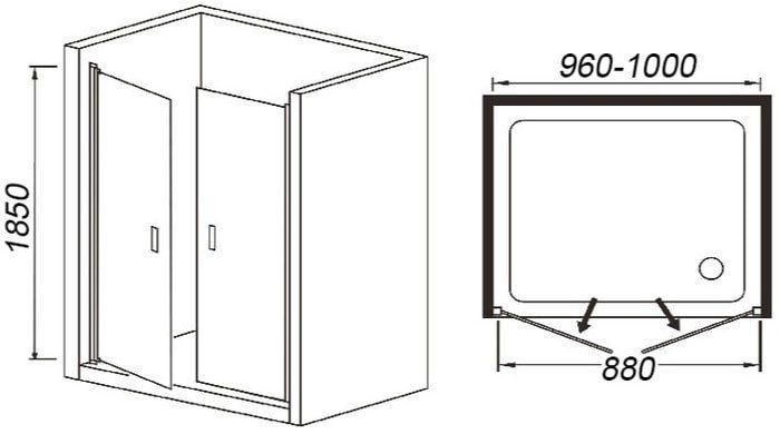 Душевая дверь WeltWasser WW600 600K2-100