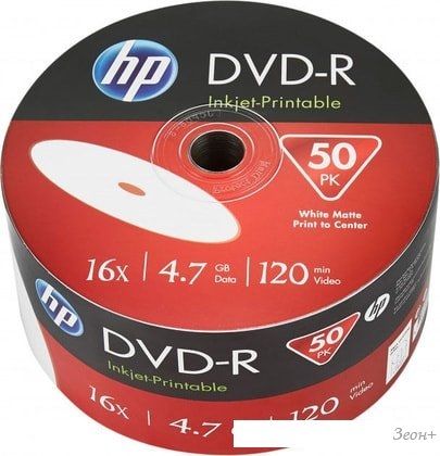 DVD-R диск HP 4.7Gb 16x HP Printable, полная заливка, 50 шт. в пленке 69302