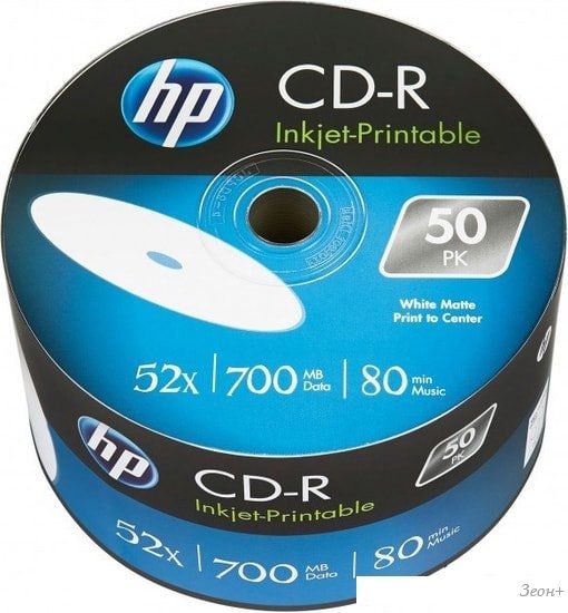CD-R диск HP 700Mb HP 52x Printable полная заливка bulk 50 шт. 69301