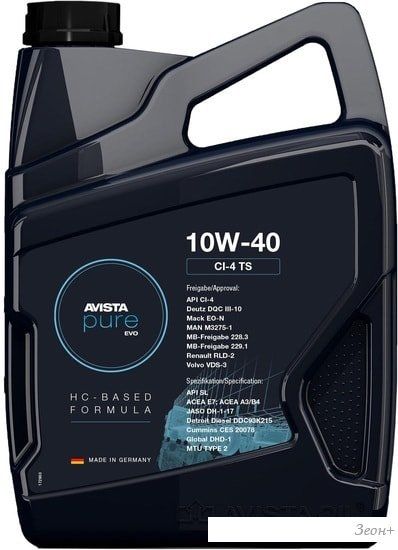 Моторное масло Avista pure EVO CI-4 TS 10W-40 5л