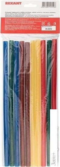 Клеевые стержни Rexant 09-1280 (10 шт, разноцветный)