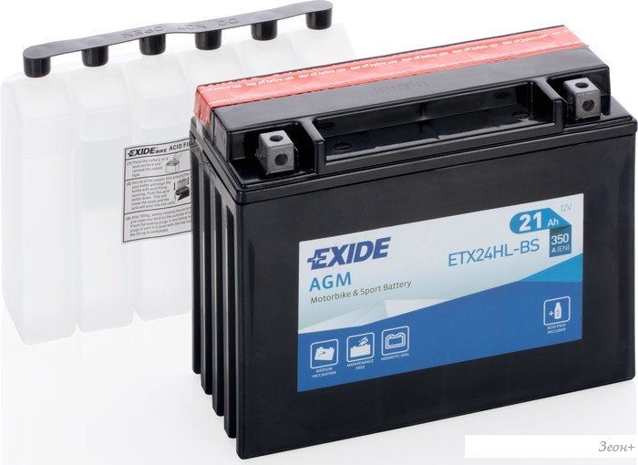 Мотоциклетный аккумулятор Exide ETX24HL-BS (21 А·ч)