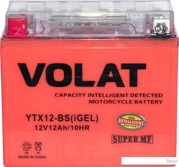 Мотоциклетный аккумулятор VOLAT YTX12-BS(iGEL) (12 А·ч)