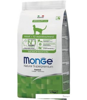 Сухой корм для кошек Monge Monoprotein Adult Rabbit 10 кг