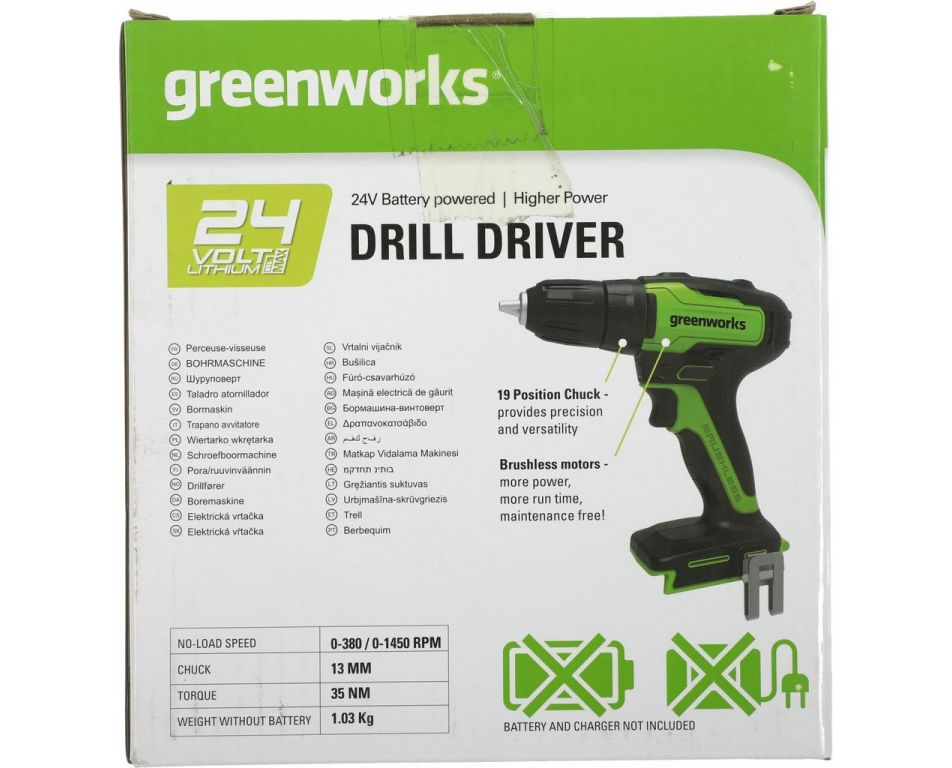 Дрель-шуруповерт Greenworks GD24DD35 3704007 (без АКБ)