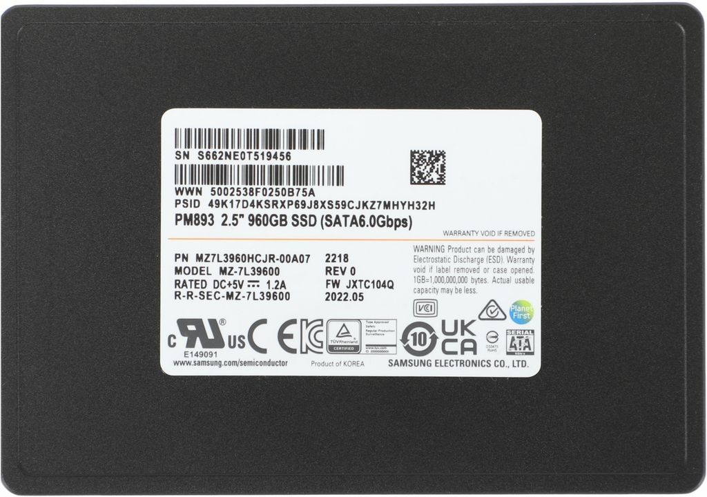SSD Samsung PM893 960GB MZ7L3960HCJR-00A07