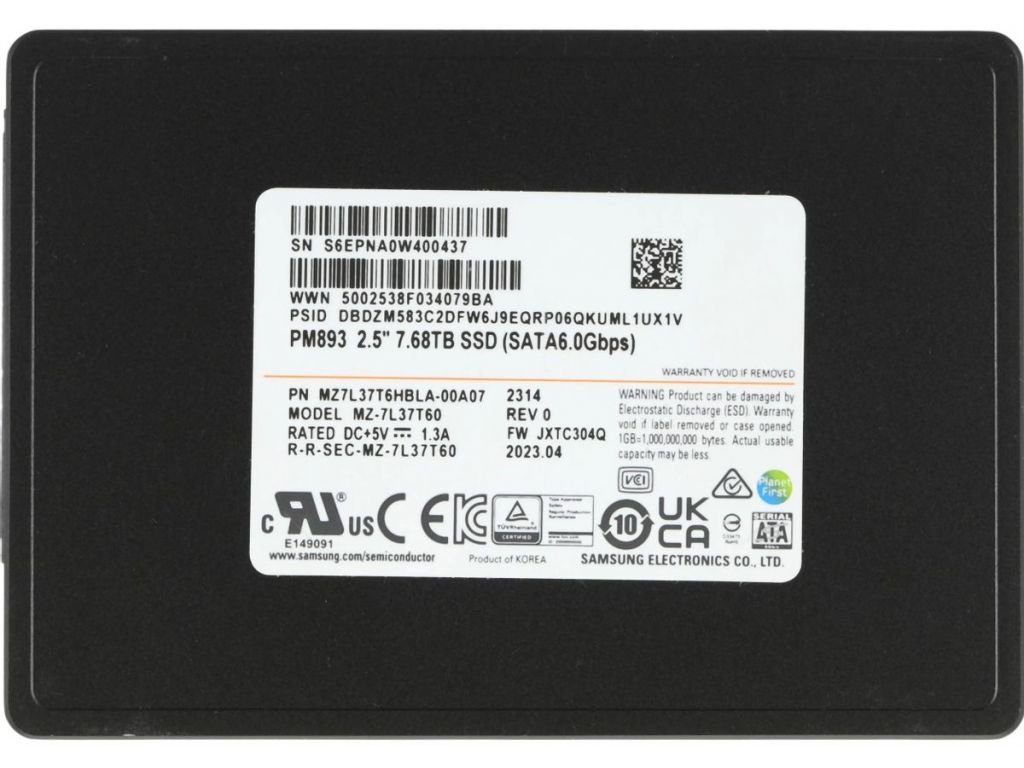 SSD Samsung PM893 7.68TB MZ7L37T6HBLA-00A07