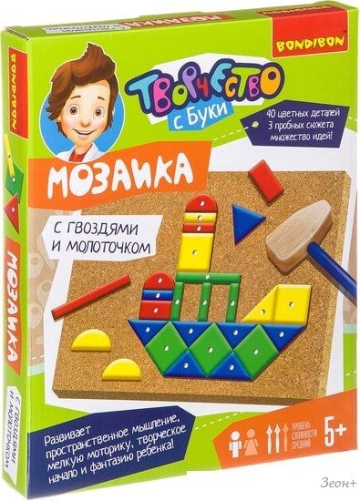 Мозаика/пазл Bondibon Мозаика с гвоздями и молоточком 1 ВВ2691